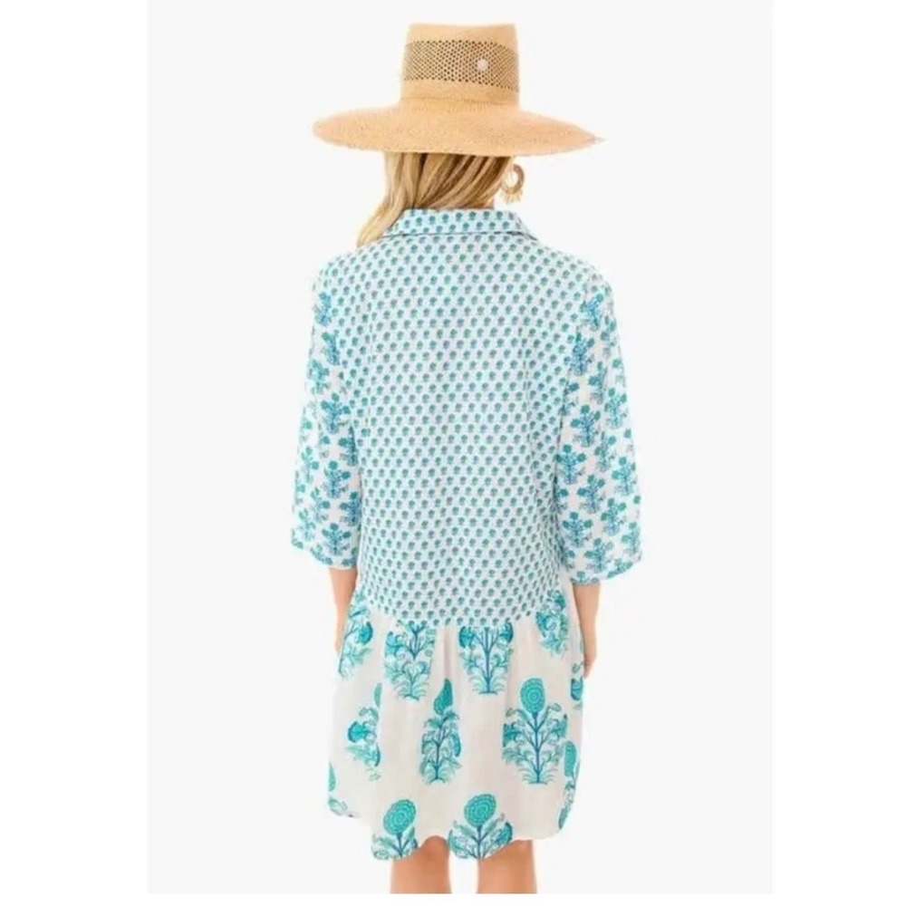 TUKERNUCK RO'S GARDEN SZ M. TURQUOISE DEAUVILLE SHORT DRESS - Picture 2 of 10